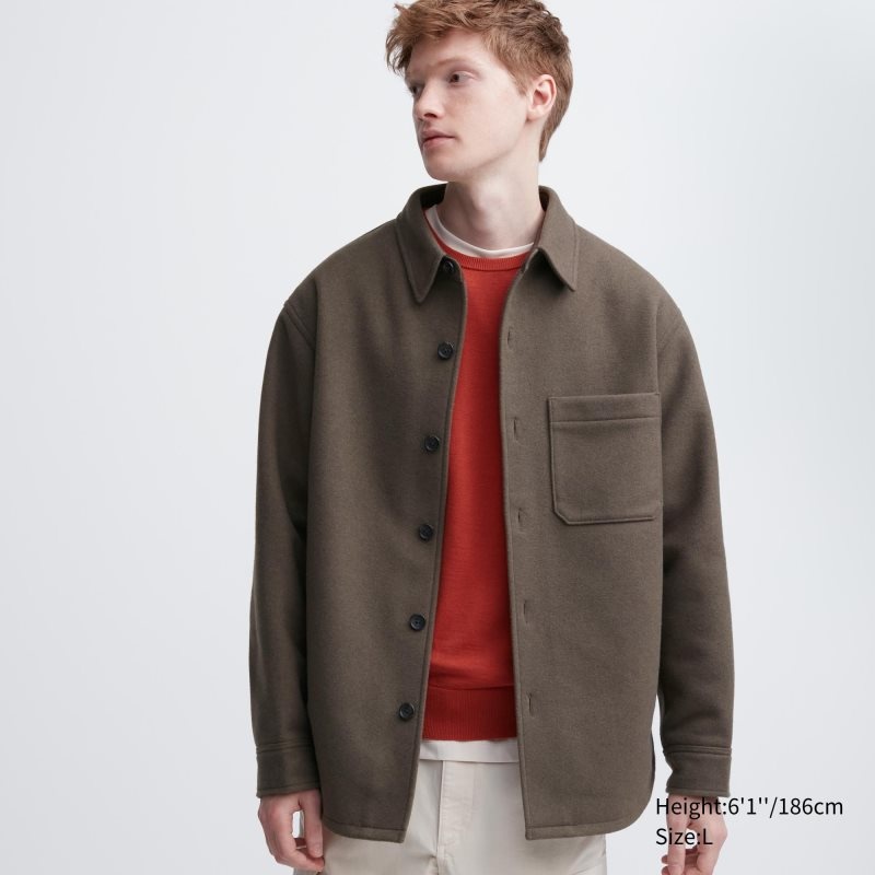 Vestes Uniqlo Overshirt Homme Marron | 7546142