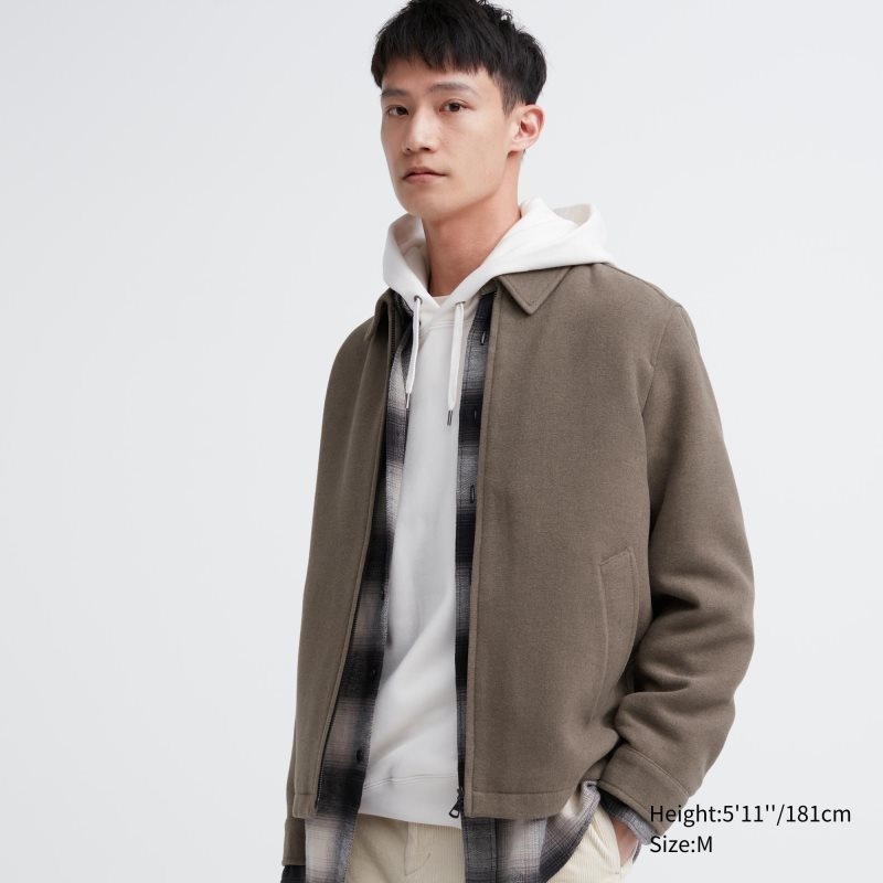 Vestes Uniqlo Single Collar Short Homme Marron | 6614227