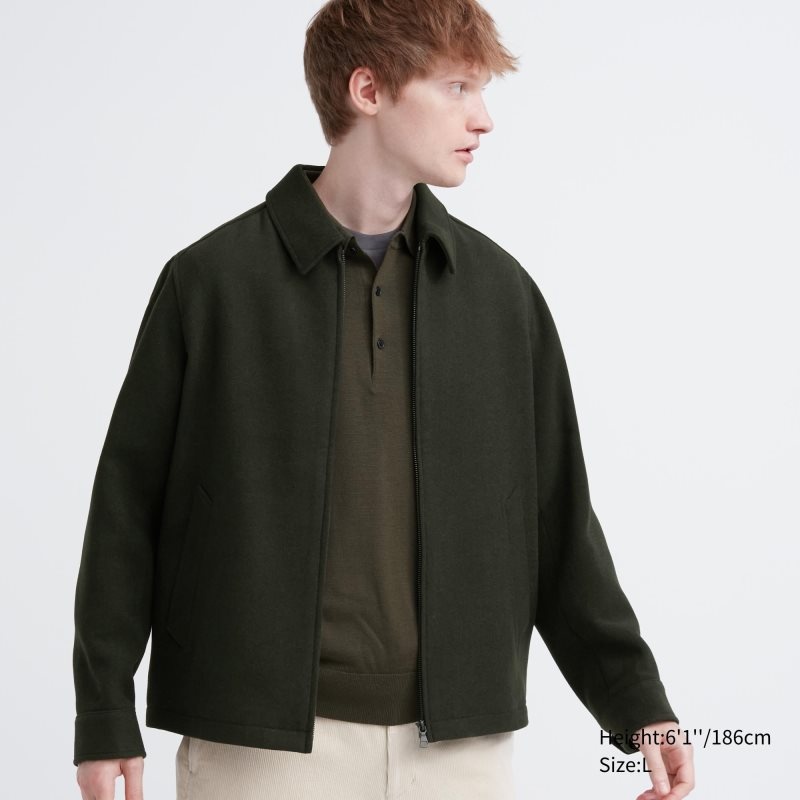 Vestes Uniqlo Single Collar Short Homme Vert | 7439229