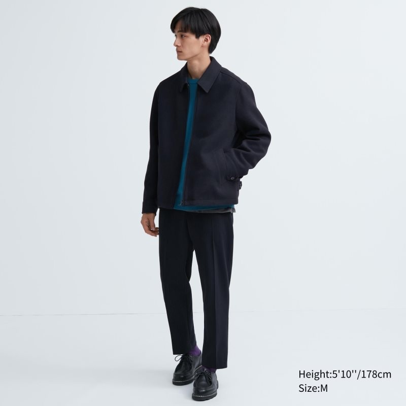 Vestes Uniqlo Single Collar Short Homme Bleu Marine | 4990503