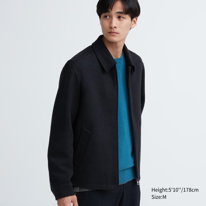 Vestes Uniqlo Single Collar Short Homme Bleu Marine | 4990503