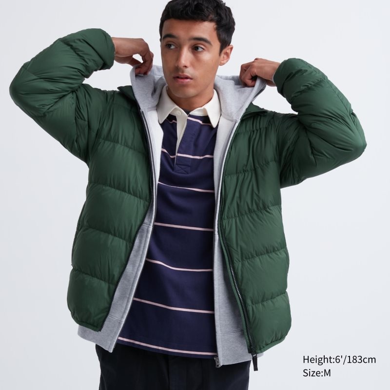 Vestes Uniqlo Ultra Light Down 3d Cut Wide Quilt Homme Vert | 8567956