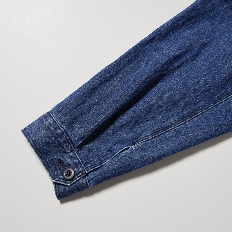 Vestes Uniqlo Utility Denim Cotton Linen Homme Bleu | 1670338