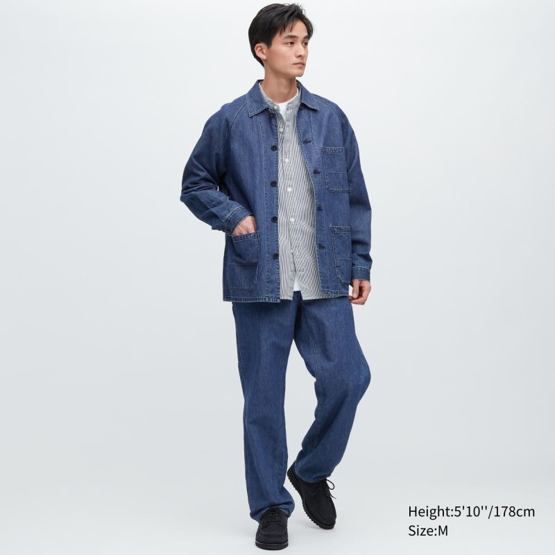 Vestes Uniqlo Utility Denim Cotton Linen Homme Blanche | 7879904