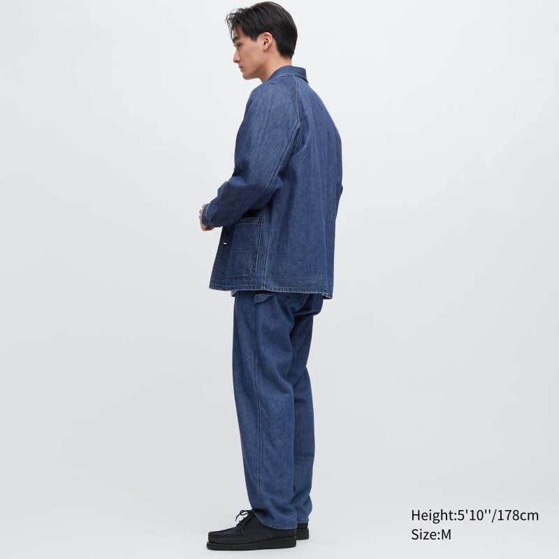 Vestes Uniqlo Utility Denim Cotton Linen Homme Blanche | 7879904