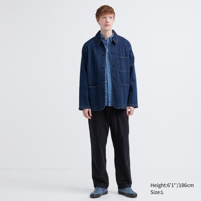 Vestes Uniqlo Utility Denim Homme Blanche | 71699