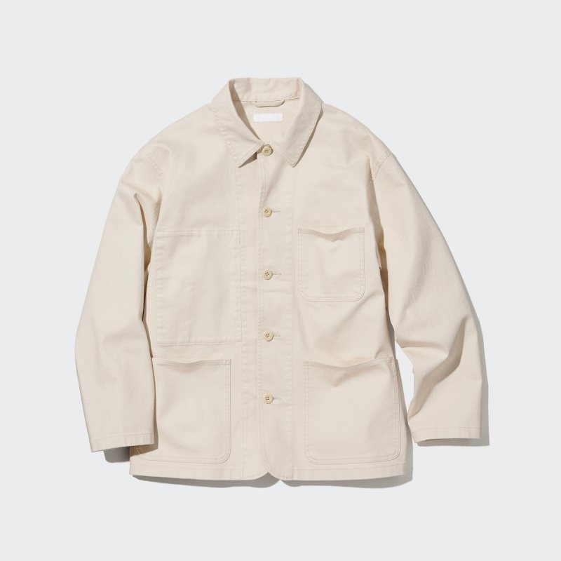 Vestes Uniqlo Utility Denim Homme Blanche | 71699