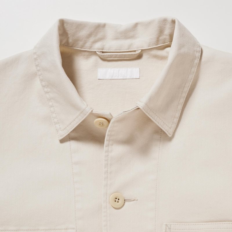 Vestes Uniqlo Utility Denim Homme Blanche | 71699