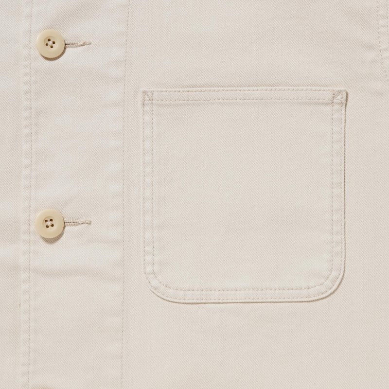 Vestes Uniqlo Utility Denim Homme Blanche | 71699