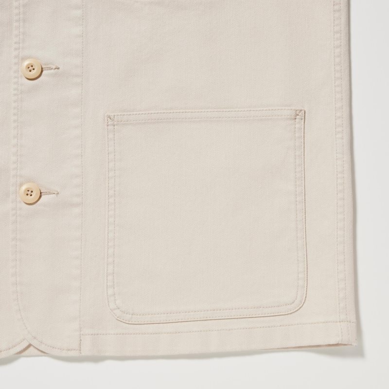 Vestes Uniqlo Utility Denim Homme Blanche | 71699
