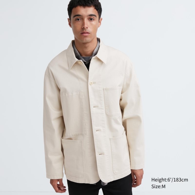Vestes Uniqlo Utility Denim Homme Blanche | 71699