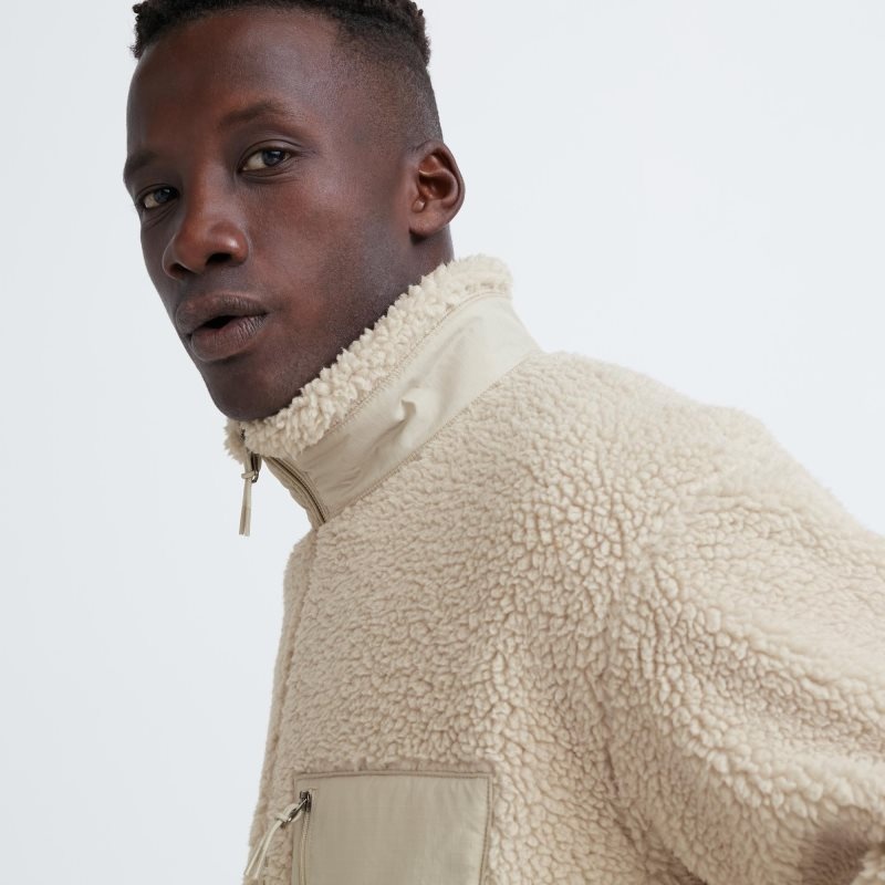 Vestes Uniqlo Windproof Outer Fleece Homme Beige | 1112218